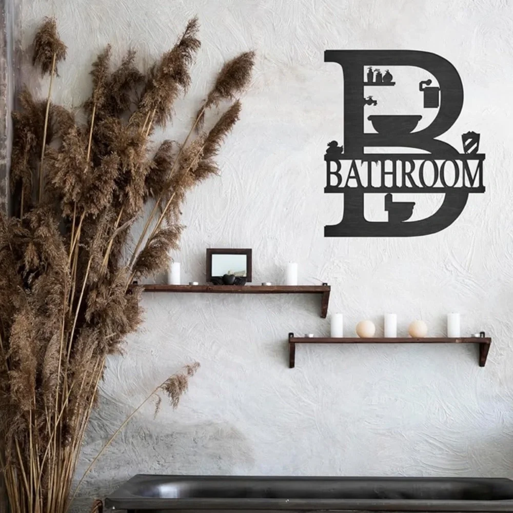 Brand New Wooden Bathroom Wall Art Black Farmhouse Bath Decor 15